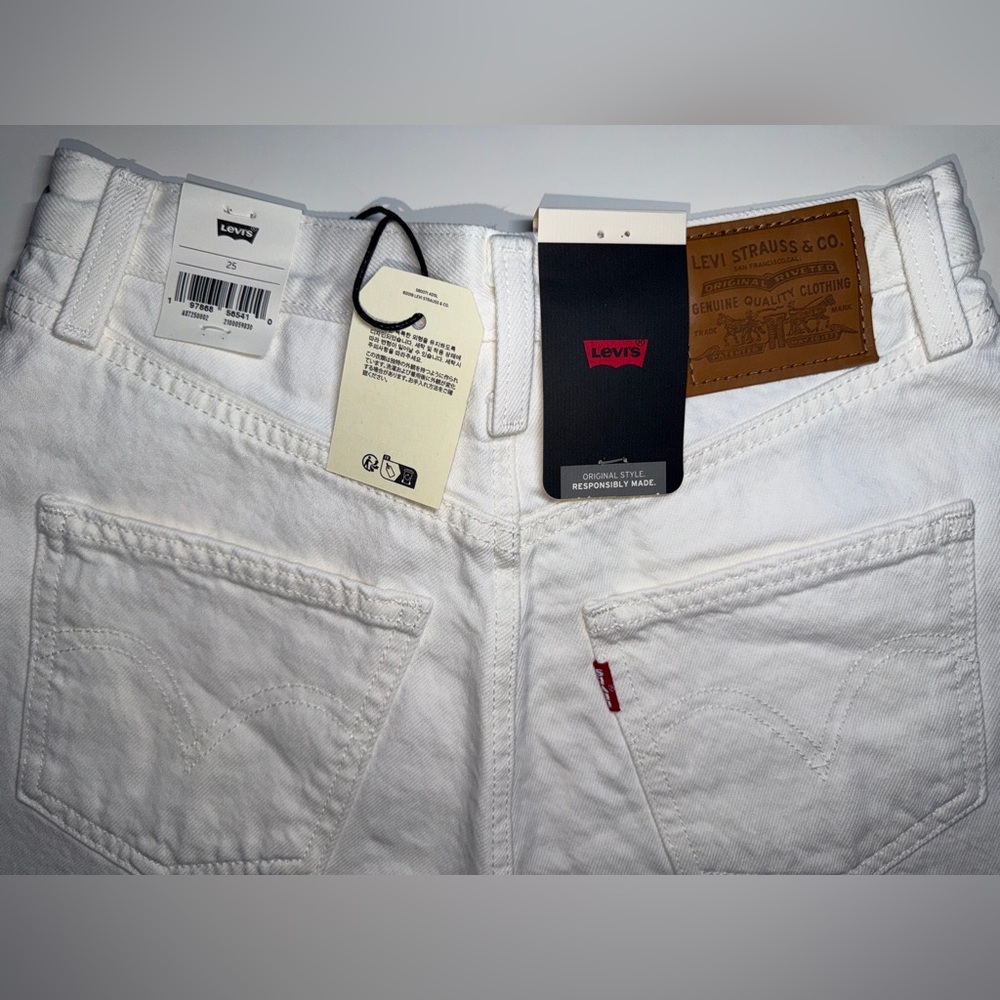 NWT Levi's Premium High-Rise High Waist A-Line Flounce Mini Denim Skirt White 25 - Picture 12 of 15